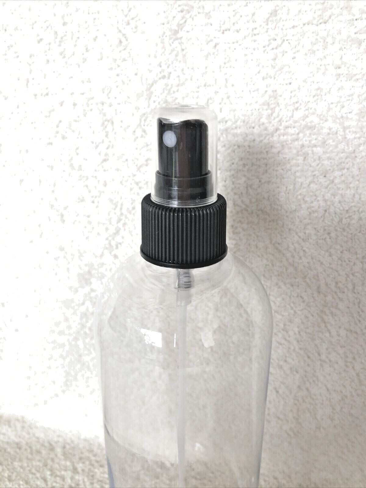 NEW 16 oz PET Plastic 24/410 Clear Round Bottle with fine mist sprayer – qty 12