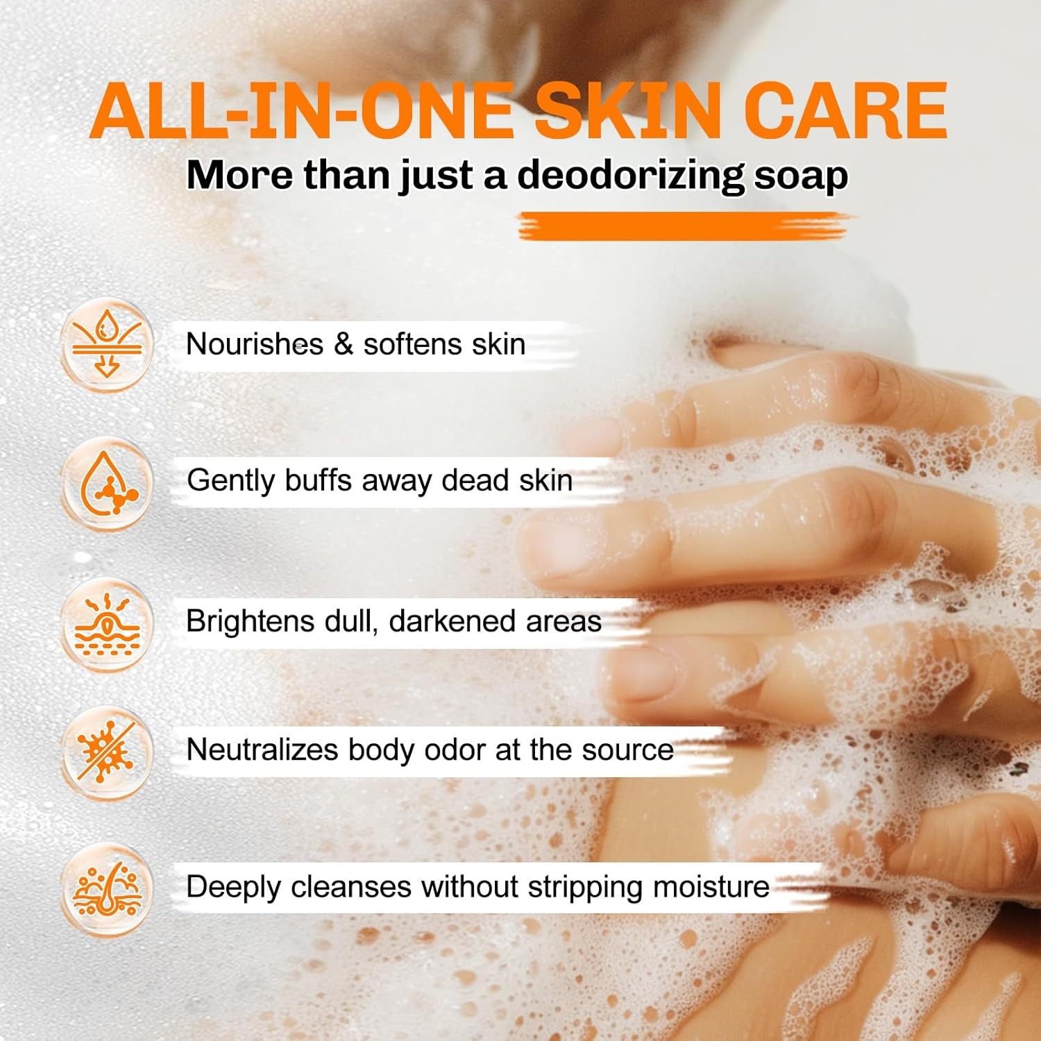 5 PCS Persimmon Soap Bar for Body Odor Control, Natural Deodorant Body Bar Soap