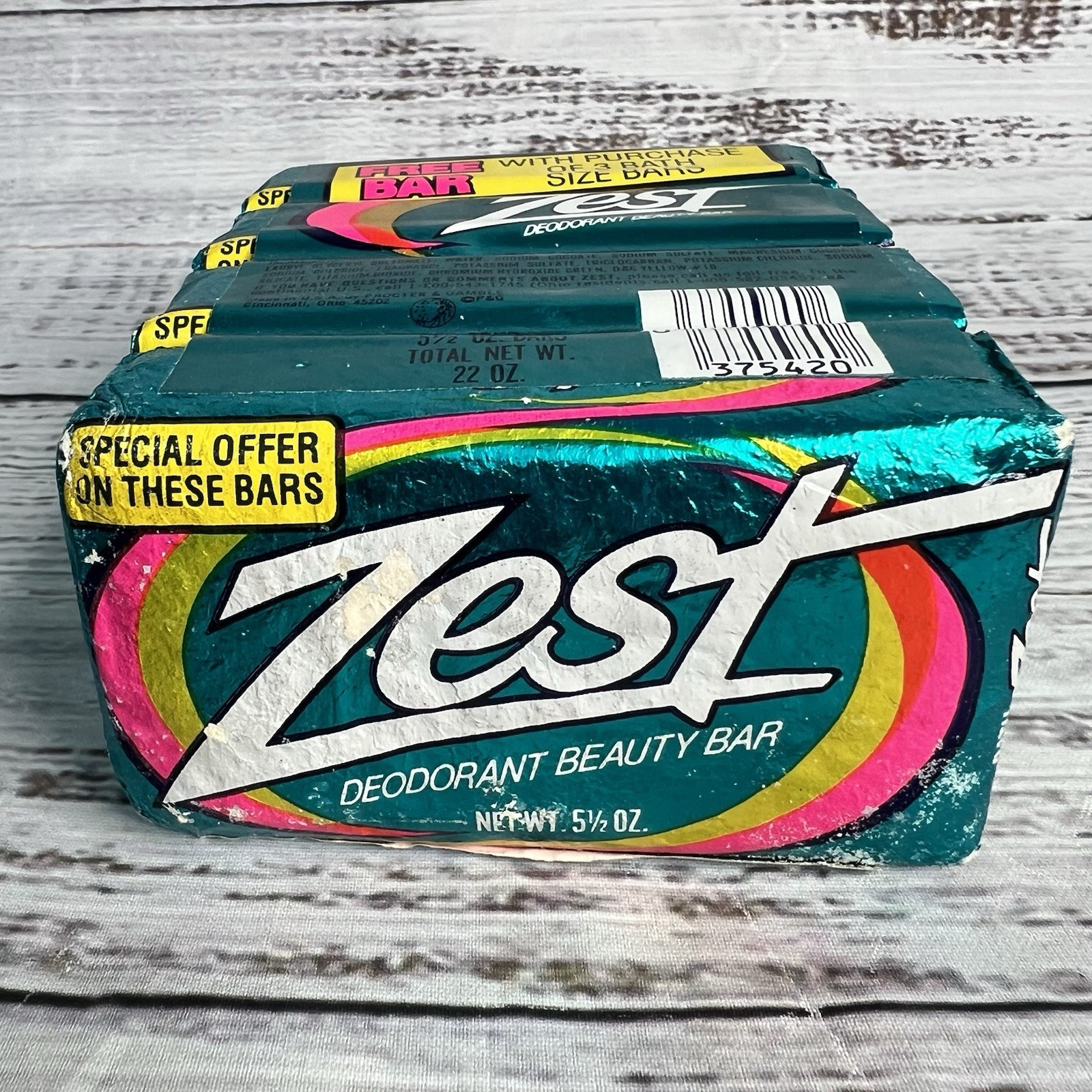4x Vintage Zest Deodorant Beauty Bar Aqua Foil Wrapper 80s Movie Prop 5.5oz