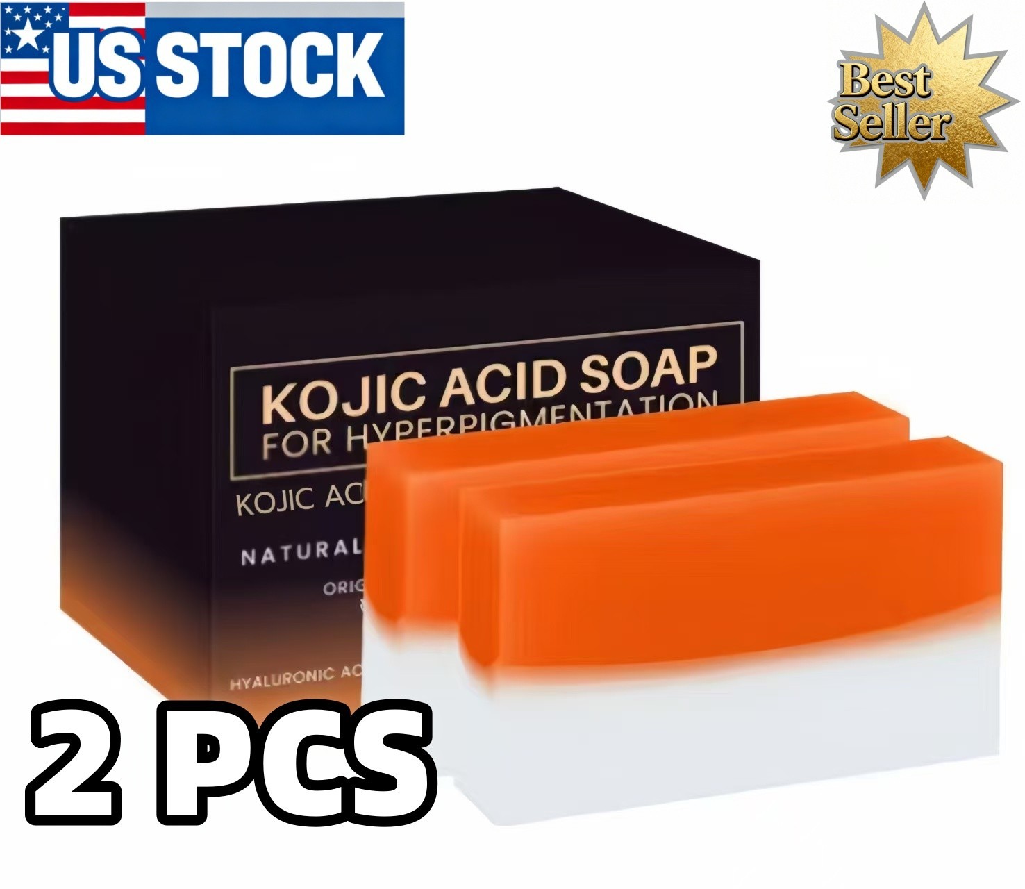 Kojic Acid Soap Combo Whitening Brightening Clear Face Skin 2PCS US Stock