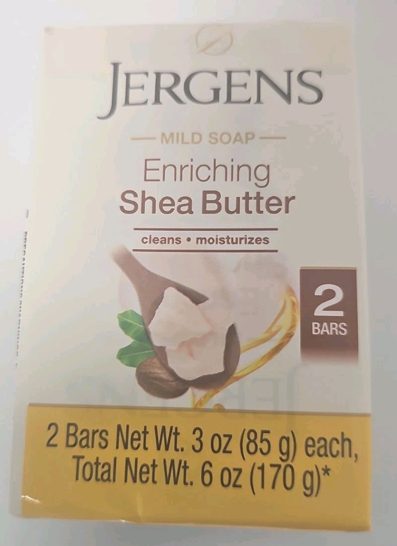 6 Pack Jergens Enriching Shea Butter MILD Bar Soap 3oz Each 12 Bars Total