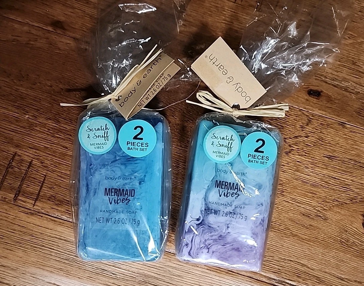 2 Packs Body & Earth Mermaid Vibes Soap Bar Handmade Total 4 Bars!