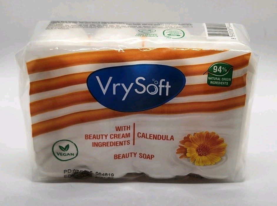 2x Packs VrySoft Beauty Soap Calendula 4 Bars Each 8 Total VEGAN Natural ~ USA