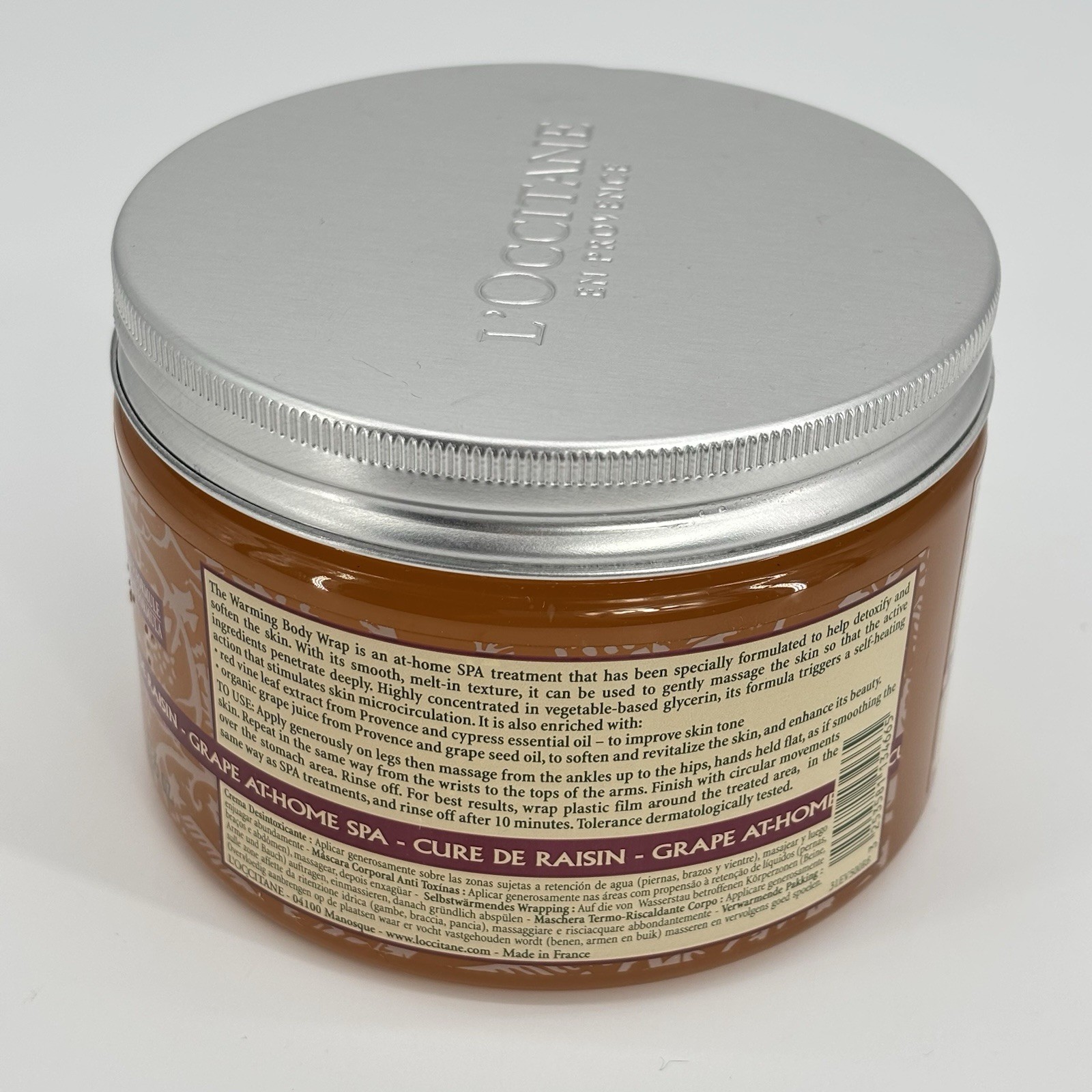 L’Occitane Grape At Home Spa Red Vine Leaf Warming Body Wrap 17.6 oz NEW