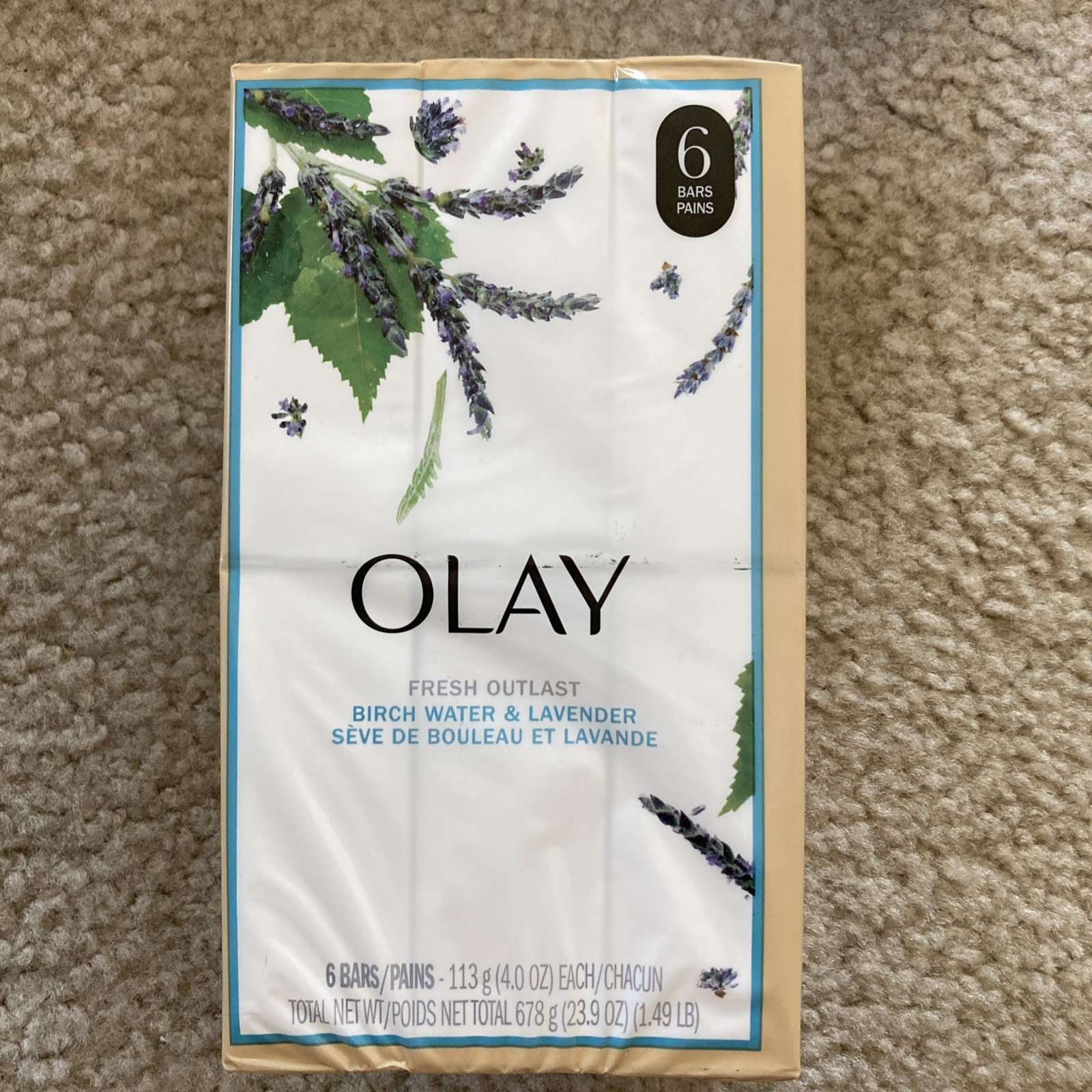 Olay Fresh Outlast Birch Water & Lavender Scent 6 4oz Bars