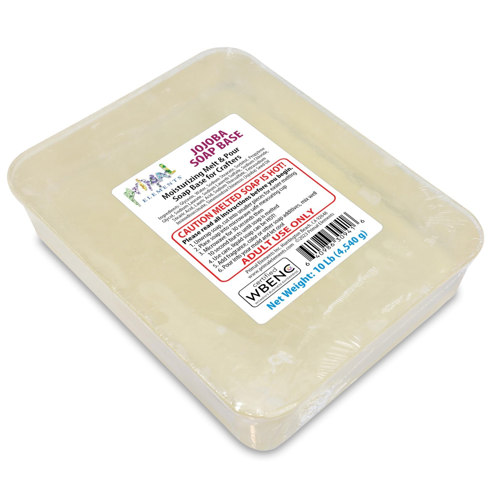 Moisturizing Jojoba Oil Soap Base – Melt and Pour Glycerin for Crafting, 10 lbs