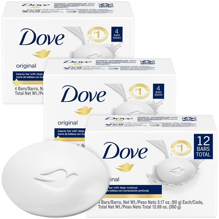 Dove, Gentle Pink / Rosa Beauty Bar Soap, Moisturizing Clean Body 3.17oz / 90g