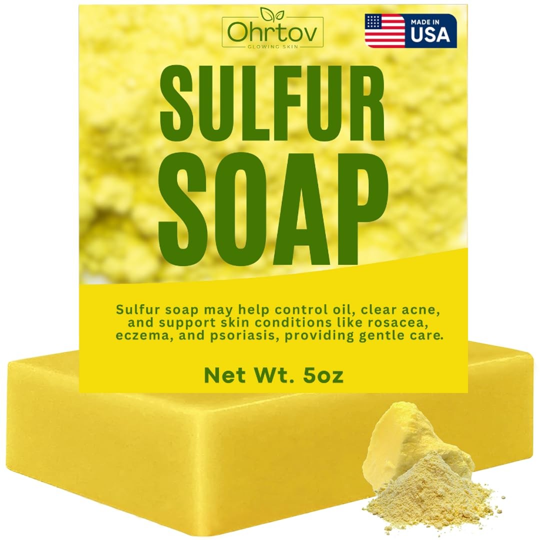 Sulfur Soap Bar – Face & Body Wash for Acne – 5 Ounce (Pack of 1)
