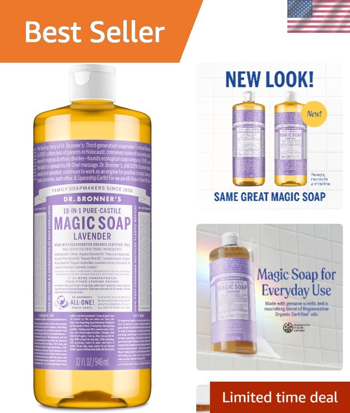 Lavender Concentrated Liquid Soap 32 Oz – Biodegradable & Fair Trade Ingredients