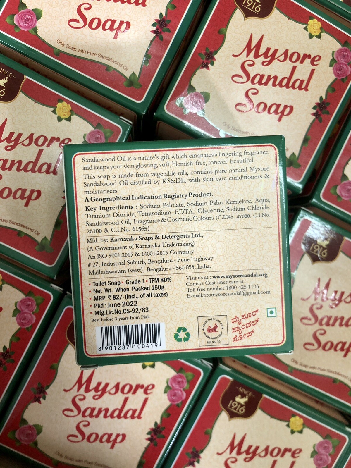 9 X 150gm Mysore Sandal Bath Soap Bar, ORIGINAL of Karnataka Soaps Ltd. Exp-2025