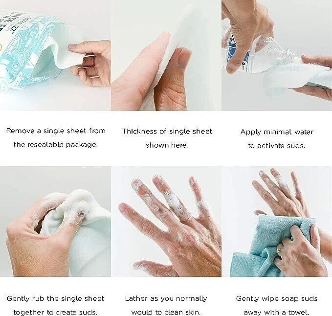 Scrubzz Disposable No Rinse Bathing Wipes – 25 Pack – All-In-1 Single Use Shower