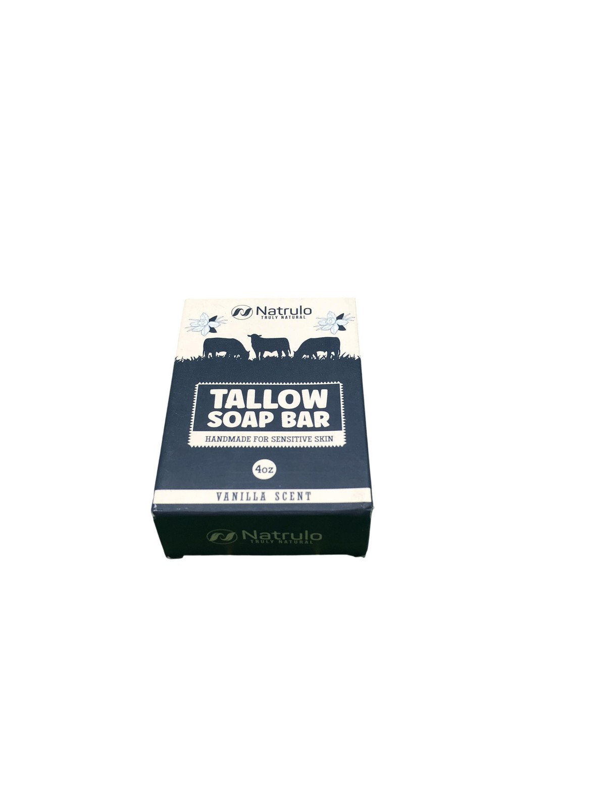 Natrulo Tallow Soap Bar Vanilla Scent 4oz Blue Natural Sensitive Skin USA New