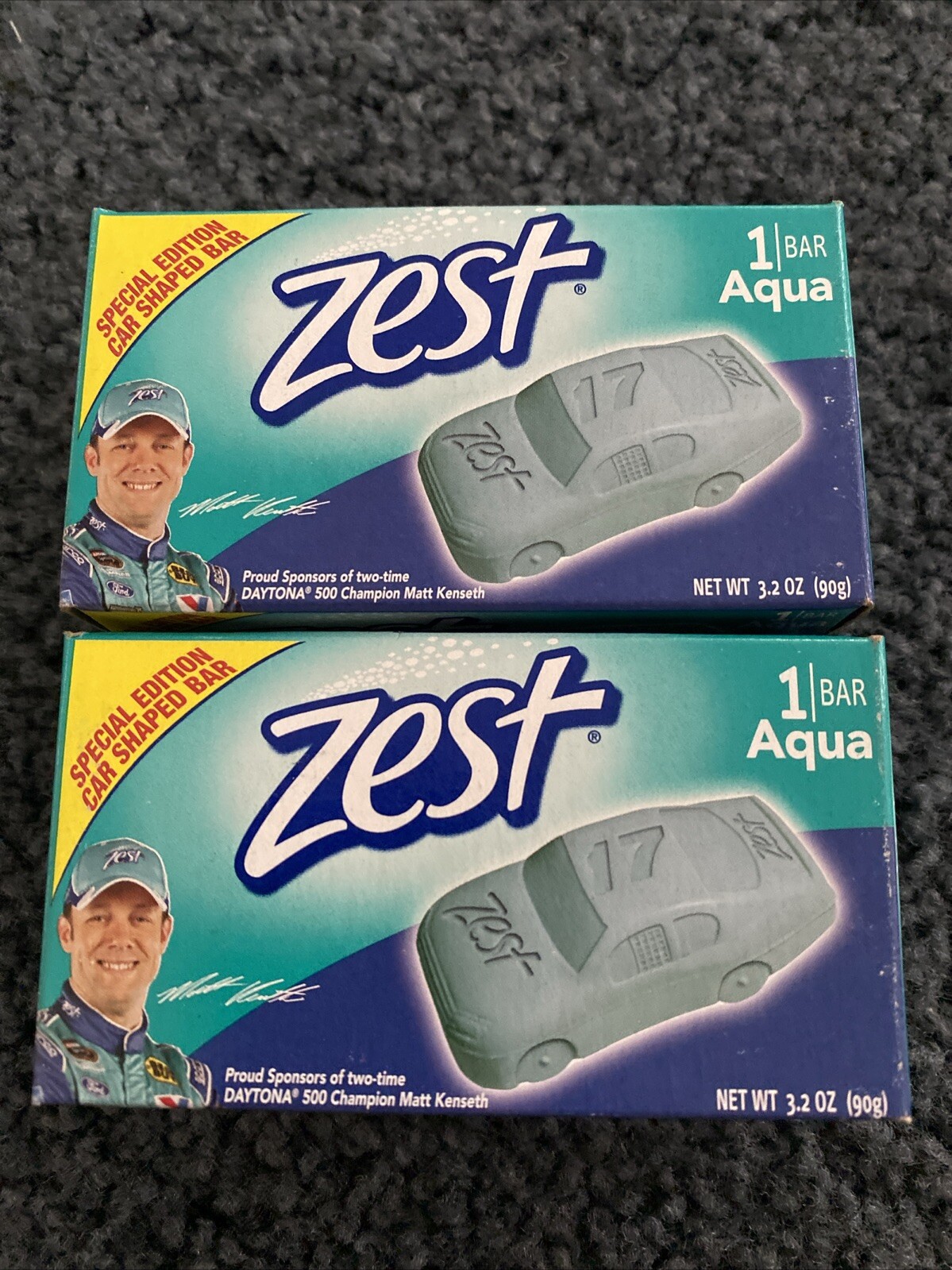 2 Pack Matt Kenseth Zest Special Edition Car Shaped Aqua Bar Soap, 3.2 Oz Each