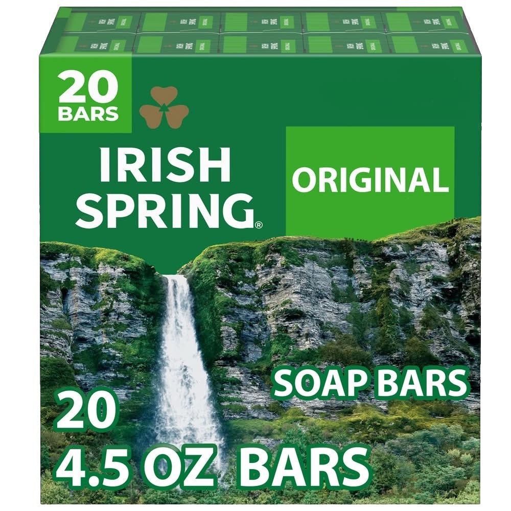 Irish Spring Original Fresh Scent Deodorant Soap 20 Bars 4 oz Each
