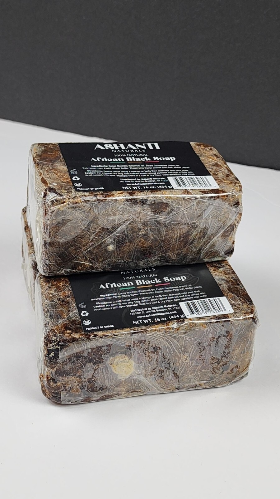 Ashanti African Fragrance Free Black Soap, 3 bars, 46oz /1362g