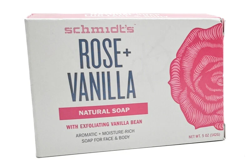 6 Schmidt’s ROSE & VANILLA Natural Soap Face/Body 5oz Full Size (628)