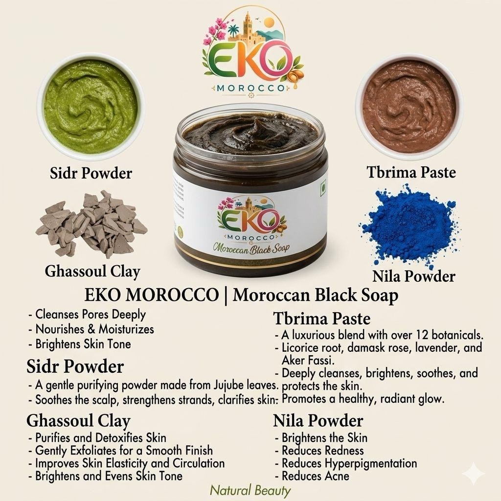 EKO Morocco Moroccan Black Soap Paste Body Soap w/ Exfoliating Mitt