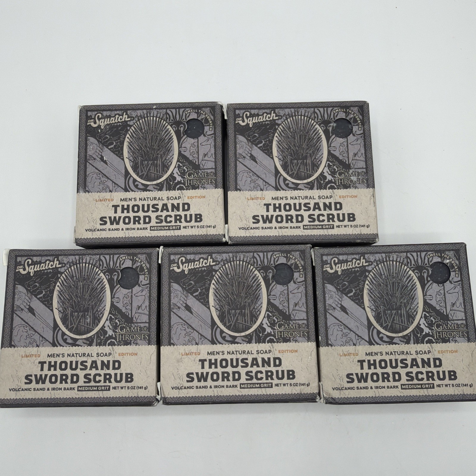 DR. SQUATCH Men’s All Natural Bar Soap Thousand Sword Scrub Game Of Thrones x5