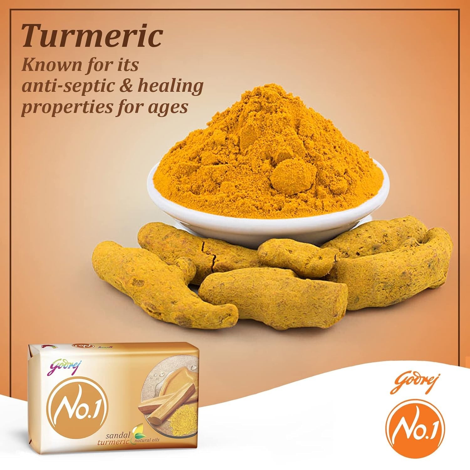 Godrej No.1 Sandal and Turmeric Soap – 100 Gram pack of 3 for beautiful skin