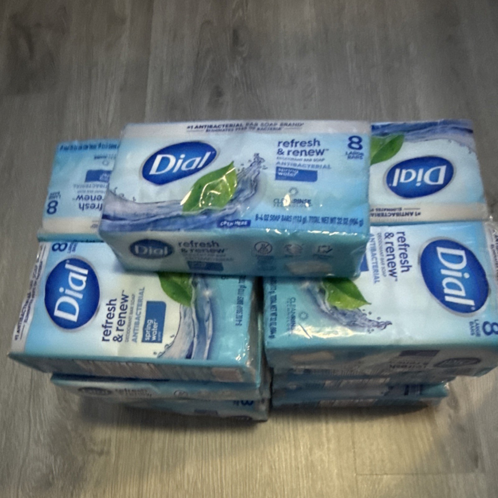 Dial Refresh & Renew Antibacterial Bar Soap, Spring Water Scent, 8 Bars