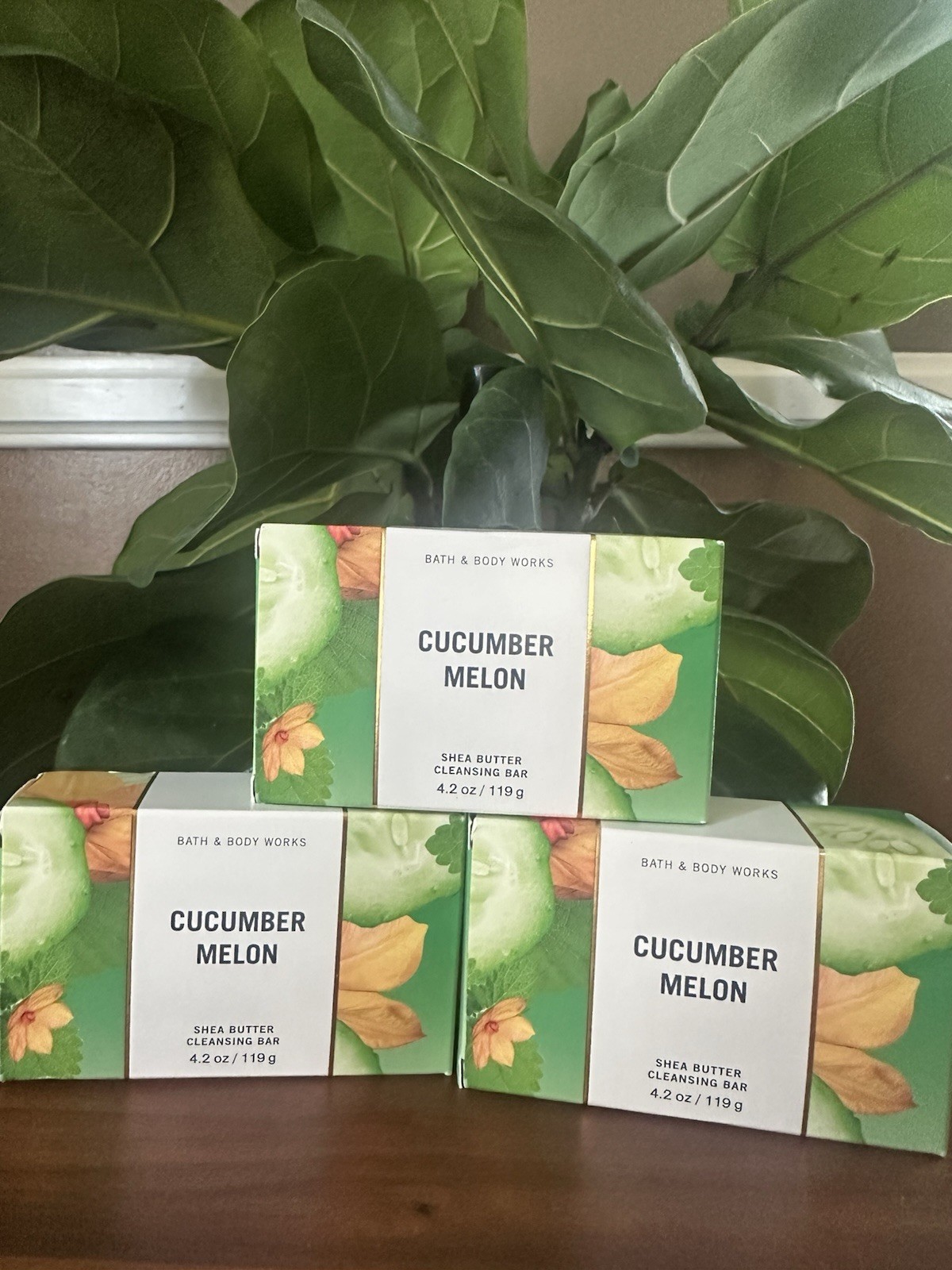LOT 3 BATH & BODY WORKS CUCUMBER MELON BODY CLEANSING BAR SOAP 4.2 OZ SHEA NEW
