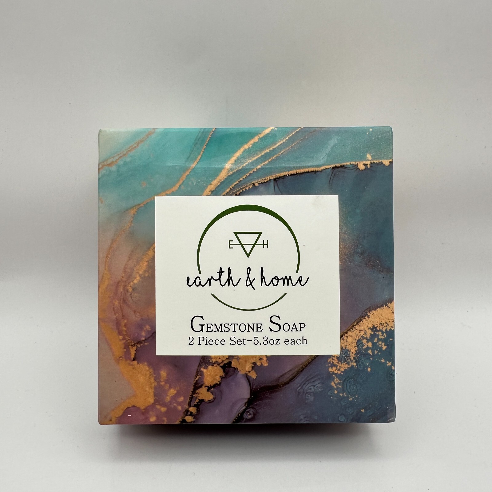 Earth & Home Gemstone Rock Soap 2 Piece Set 5.3oz Each Crystal Shape Gift NEW