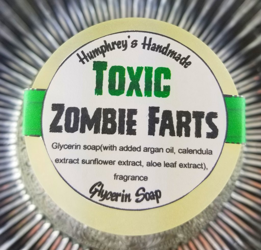 TOXIC ZOMBIE FARTS Halloween Soap, Glow in the Dark Glycerin Argan Oil Vanilla