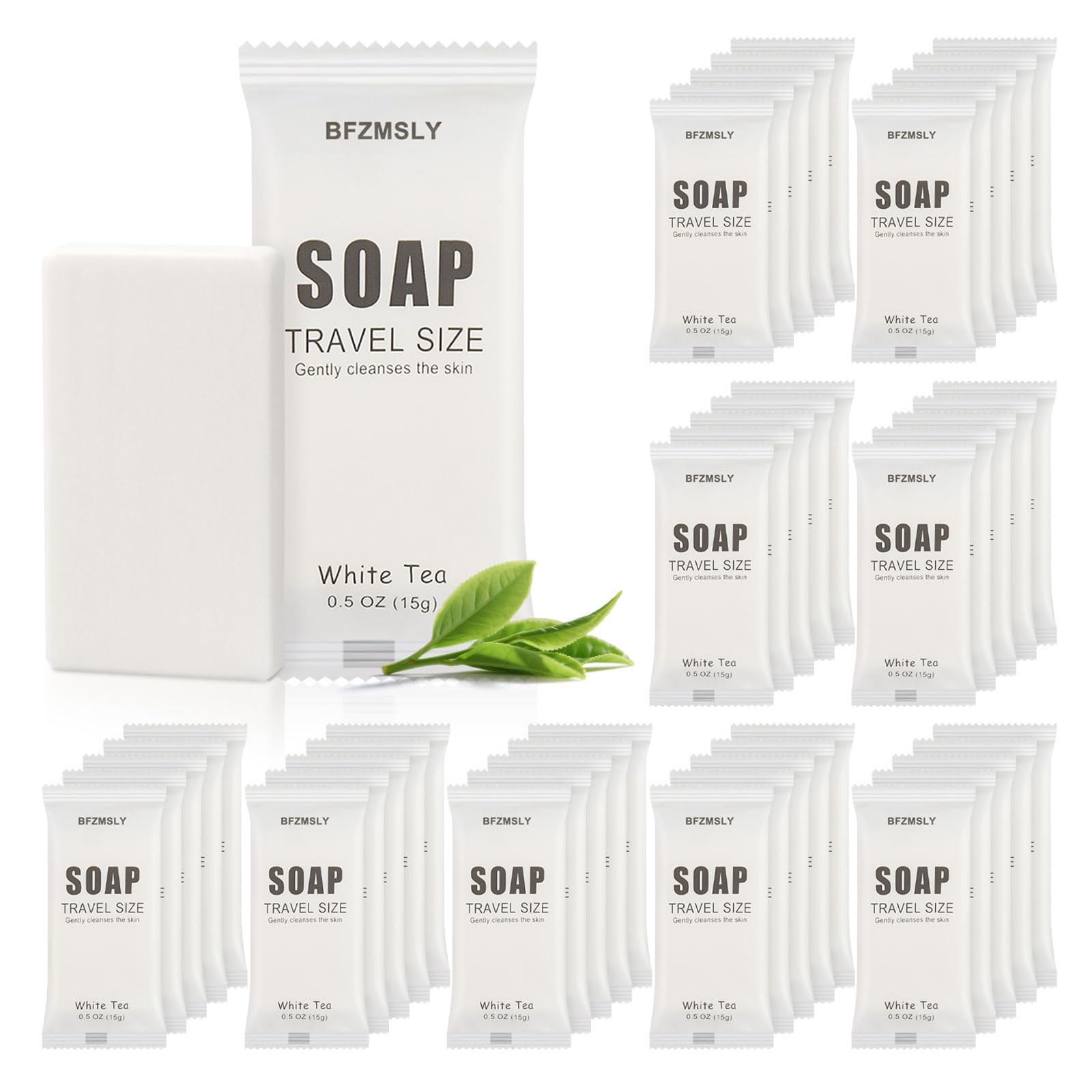 50 Pack Bulk Wrapped Hotel Bar Soap, 0.5 oz (15g), White Tea Scent – Mini Gue…