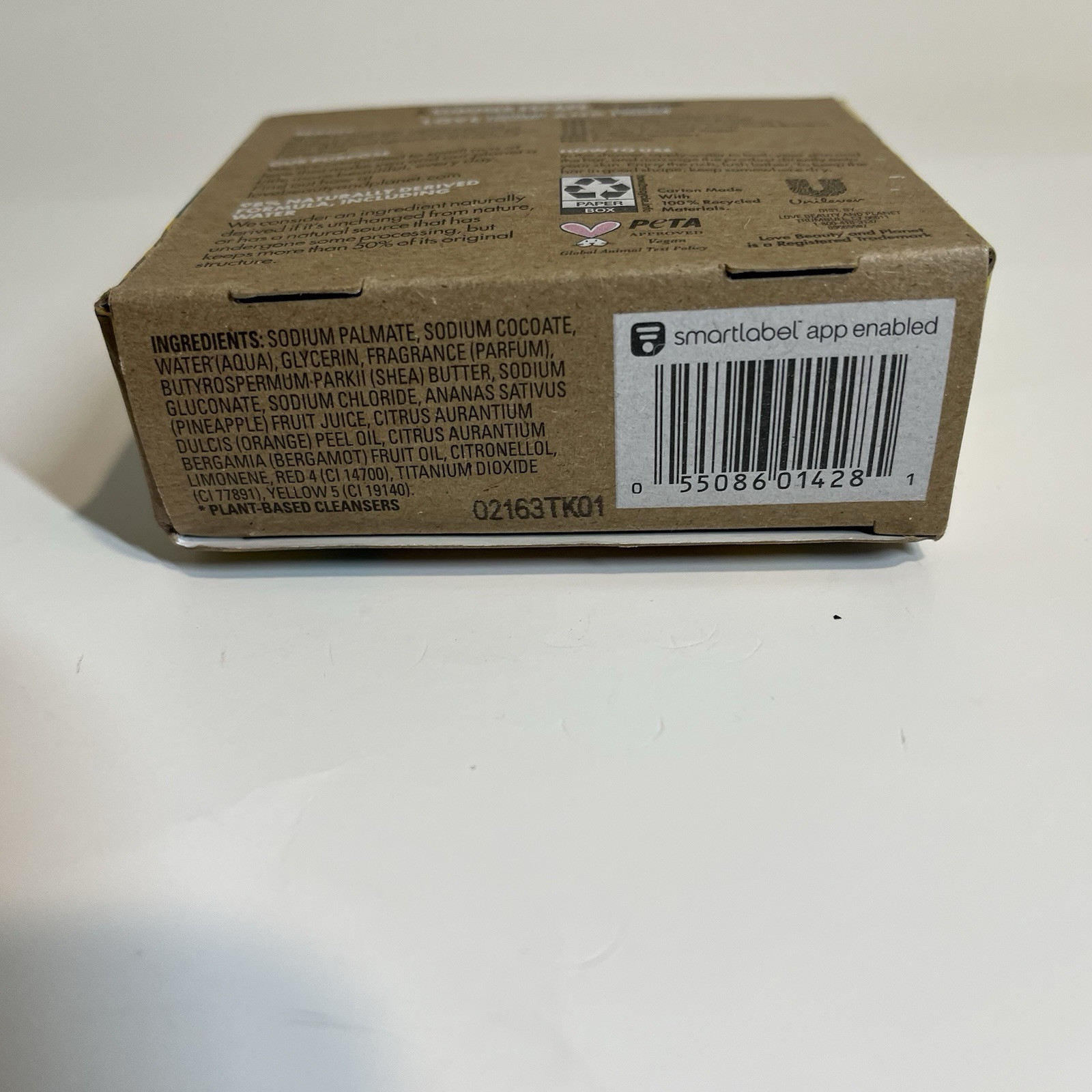 Beloved Vegan Bar Soap Pineapple & Papaya, 98% Natural. 4.0oz yellow NEW in box