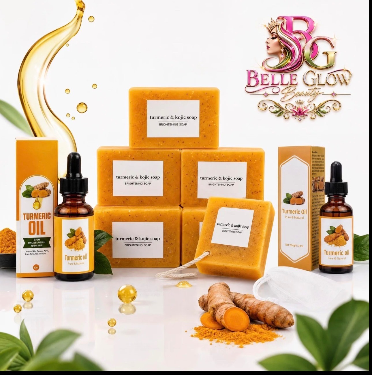 6 Soap & 2 Oil lemon turmeric kojic acid brightening soap