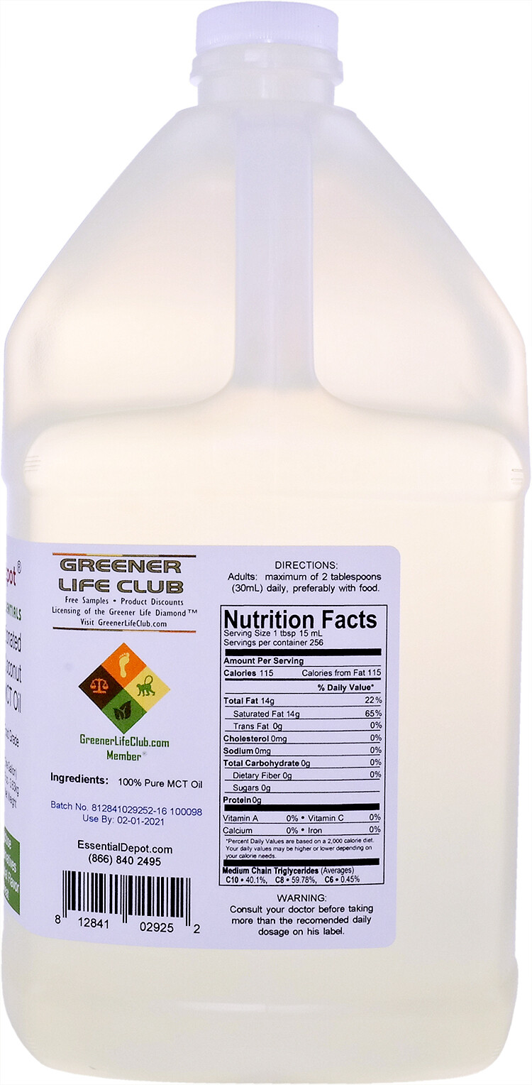 Coconut Oil (fractionated) – 1 Gallon – Finest Quality