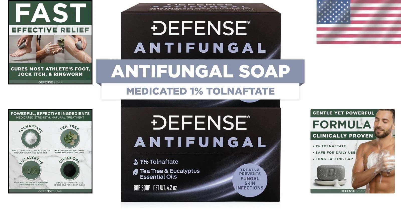 Defense Antifungal Bar Soap 2-Pack | Effective Jock Itch & Athlete’s Foot Relief