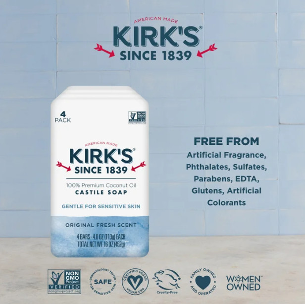 Kirk’s Original Fresh Scent Gentle Castile Soap 4 Ct Pack