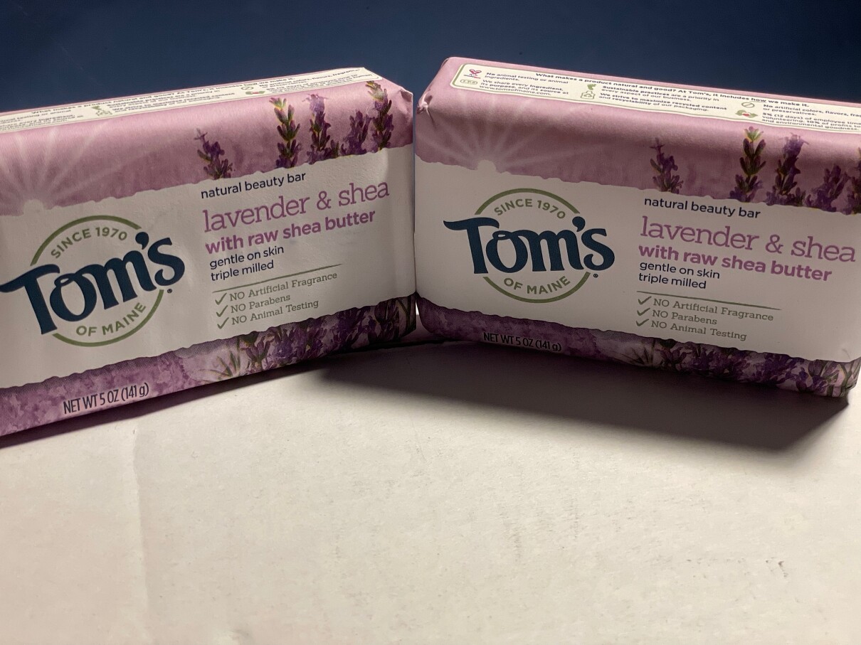 2 Pack Toms’s Of Maine Natural Beauty Raw Shea Butter Lavander Tea Tree Soap 5oz