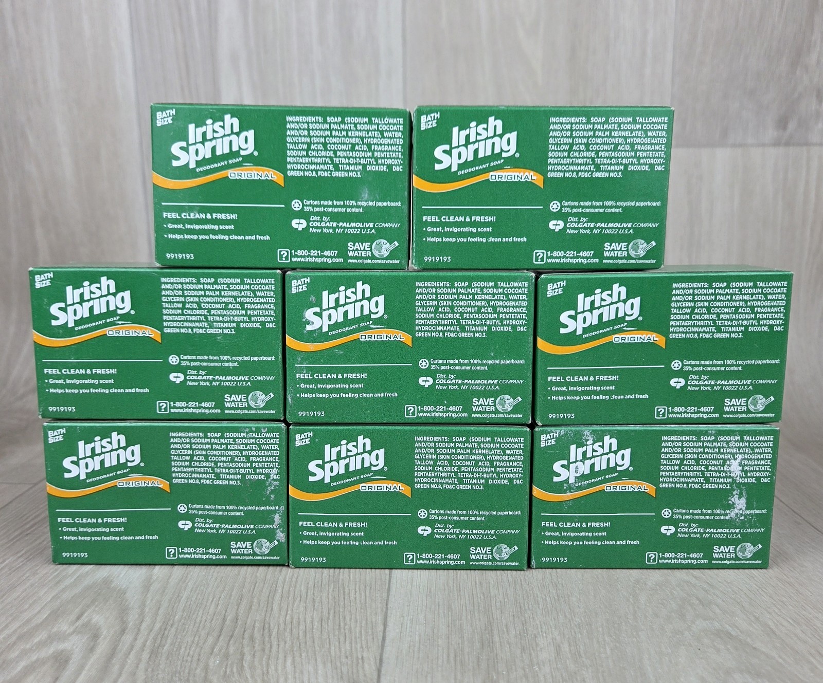 Lot of 8 Irish Spring ORIGINAL Deodorant Soap Bar (4oz Each) Bath Size USA Made