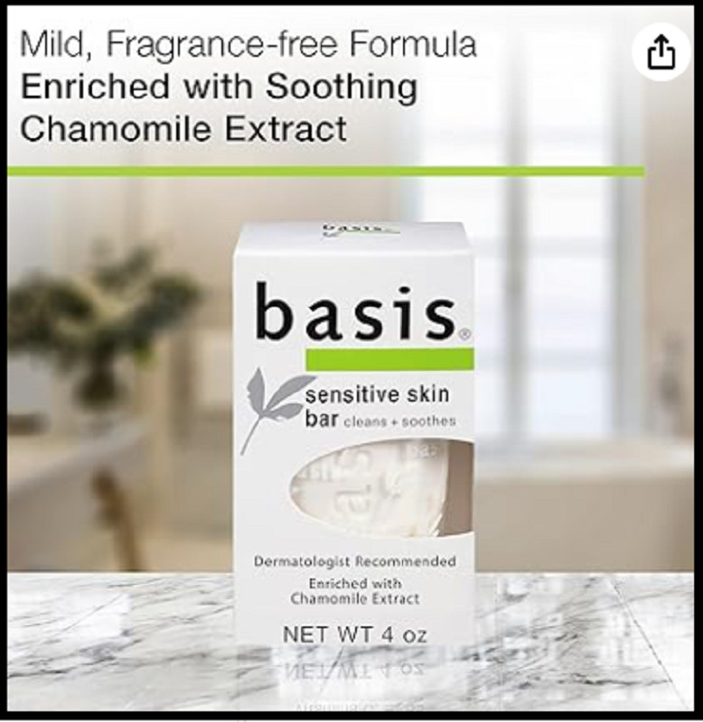 Unscented Sensitive Skin Bar Soap with Chamomile & Aloe Vera, 4 oz, Pack of 6