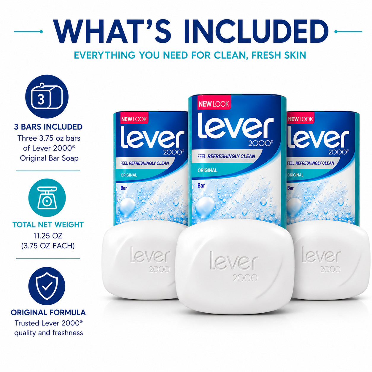 Lever 2000 Original Bar Soap 3 Pack 3.75 oz Each Fresh Clean Bath Soap