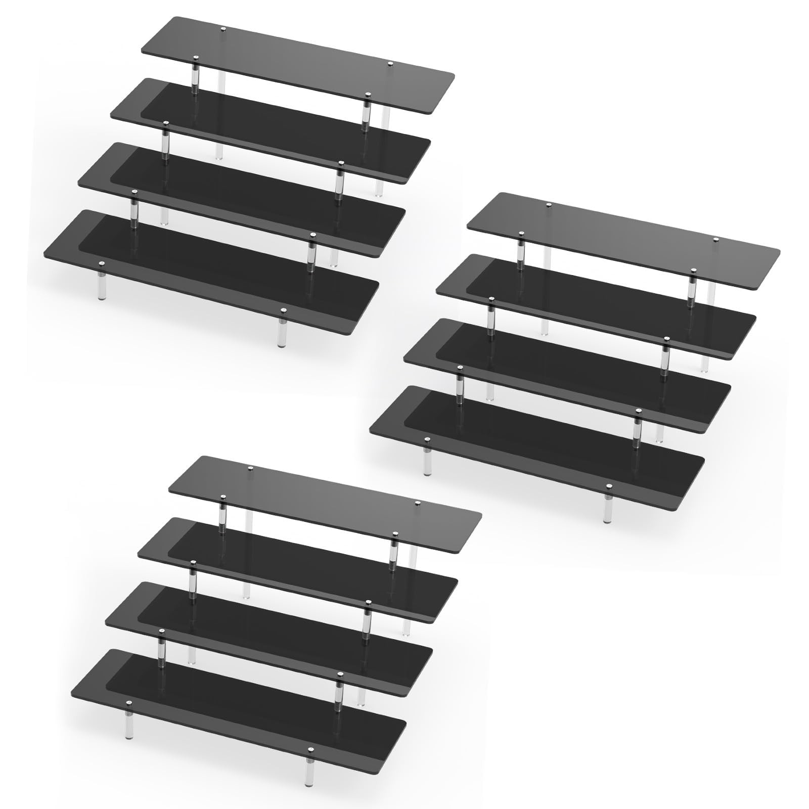 Acrylic 4-Tier Display Risers Stand, Perfume Cologne Cupcake Organizer, Black