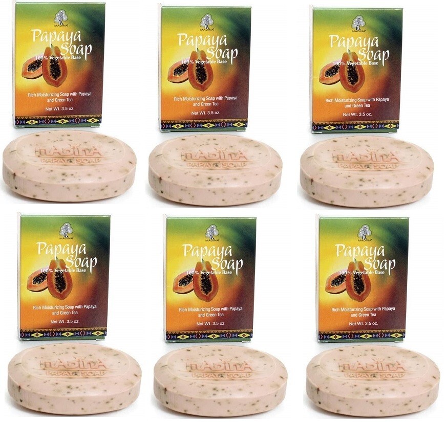 6 – pack – Madina: Papaya and Green Tea Soap – 3.5 oz.