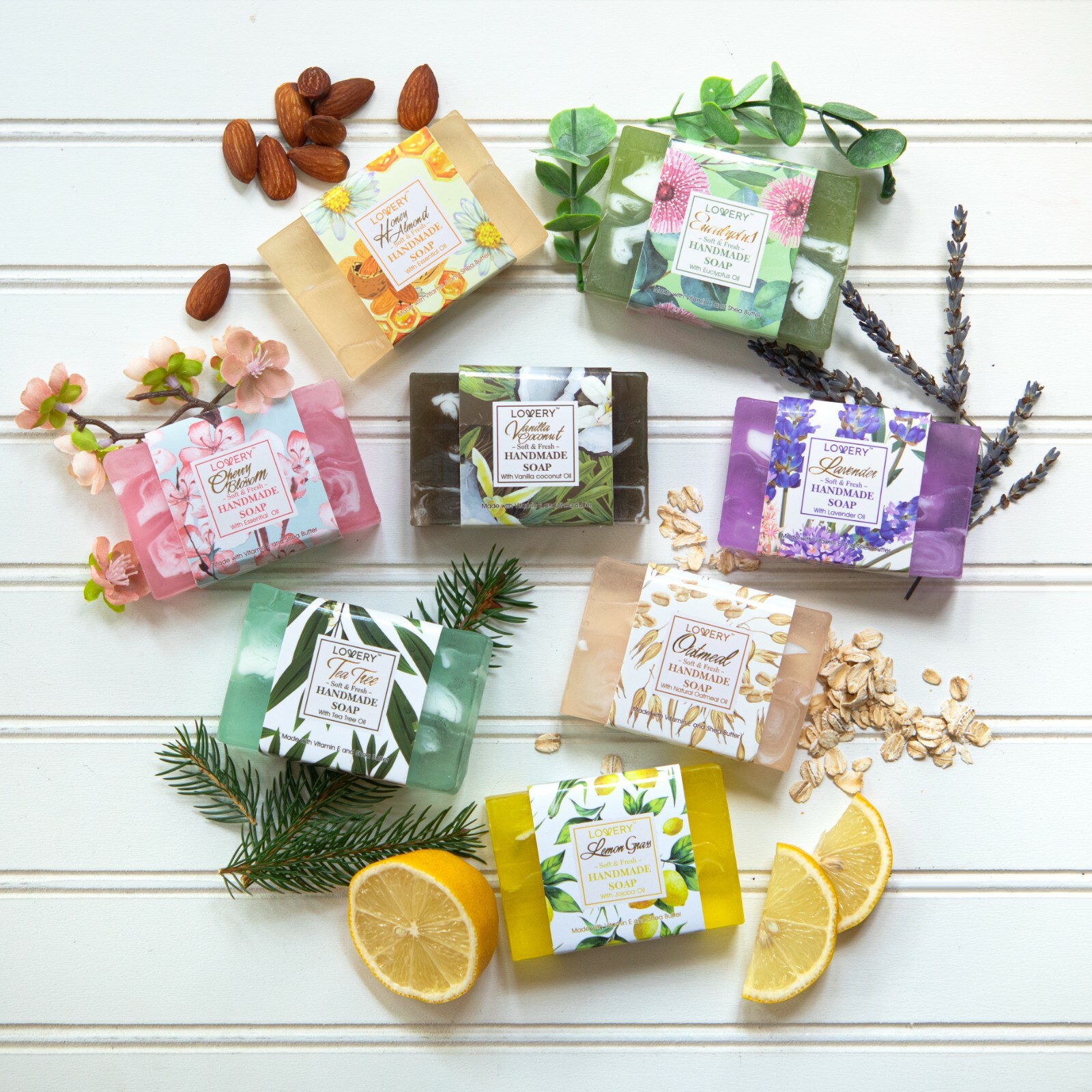 Handmade Soap Set – 8 Piece Variety Pack Luxury Bath Soap Gift Box – 100g Each