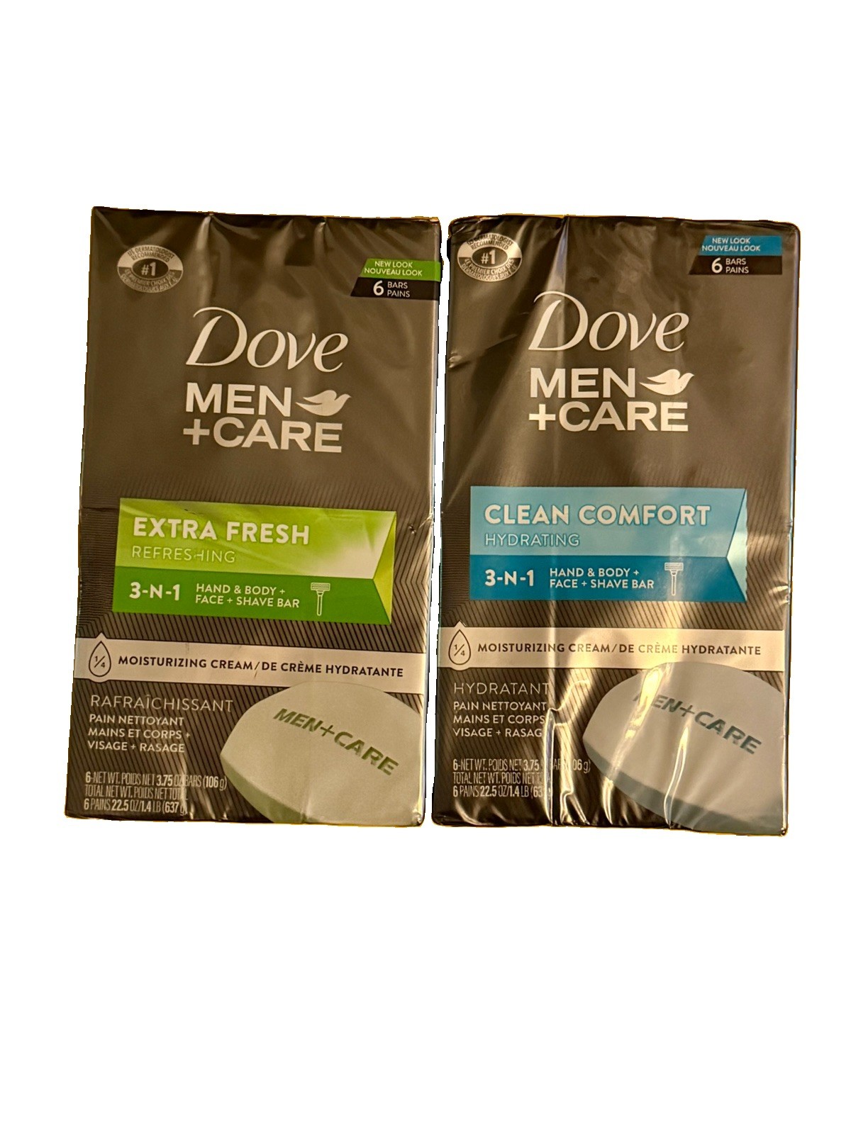 Dove Men + Care Clean Comfort Body + Face Bar & Extra Fresh 3.75oz 12 Bars