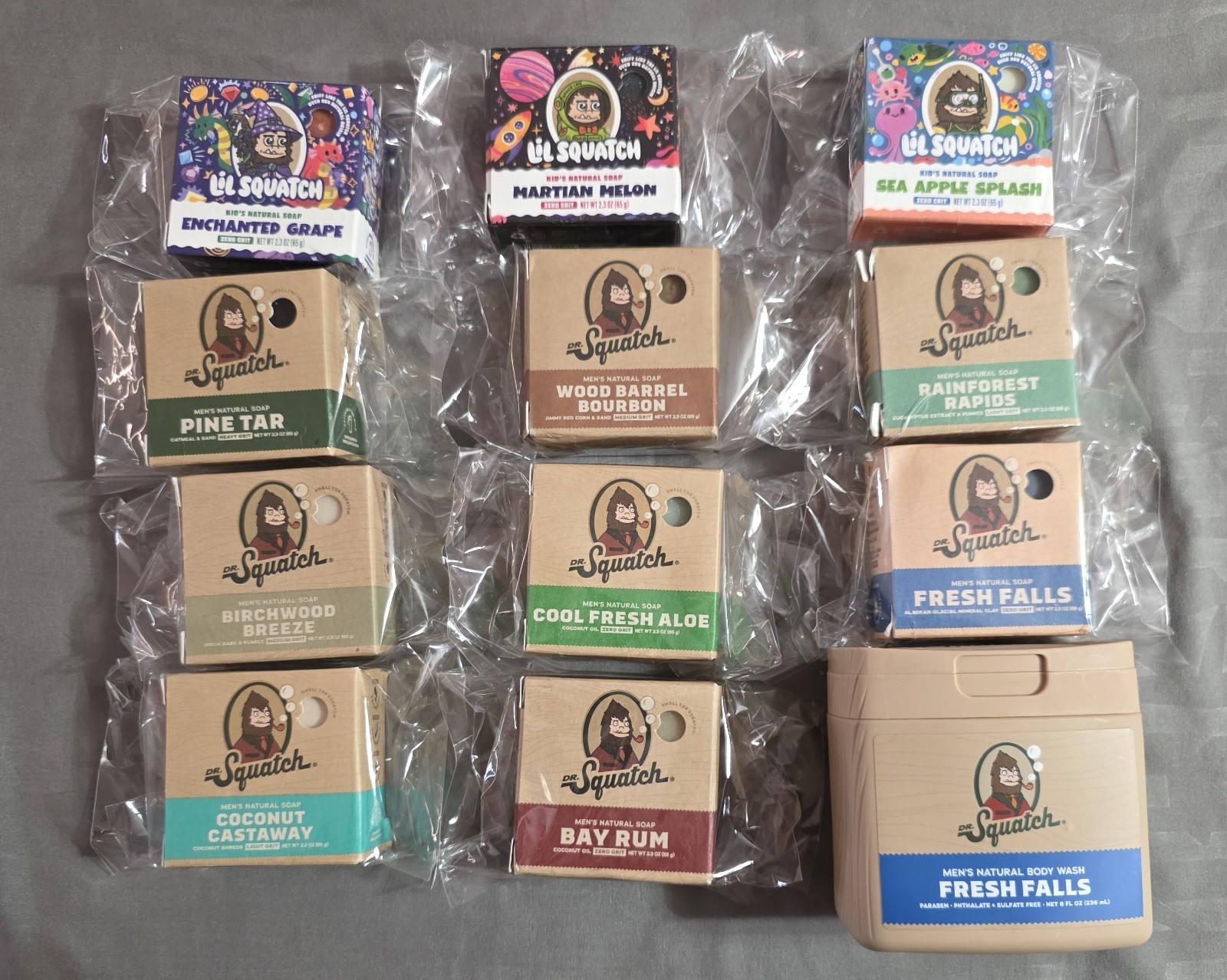 Dr. Squatch Complete Mini Set Bundle Lil Squatch Pin Tar Fresh Falls Rainforest