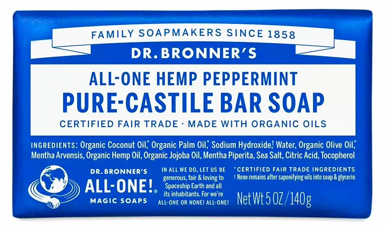 1 BAR Dr. Bronner’s All-One Hemp Peppermint Pure-Castile Bar Soap 5 oz BRONNER