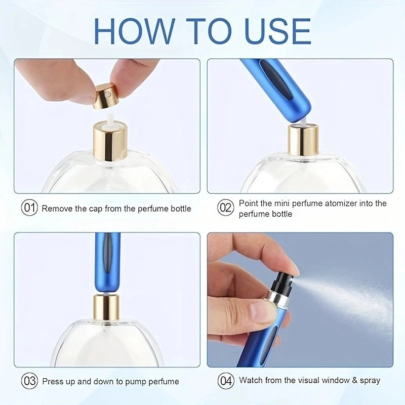 5 Pcs Refillable Travel Portable Perfume Atomizer Bottle Spray Pump Case 5ML
