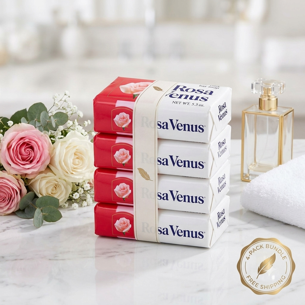 Rosa Venus Pink Bar Soap 3.5 oz Floral Scent Bath Soap Moisturizing 4 Pack