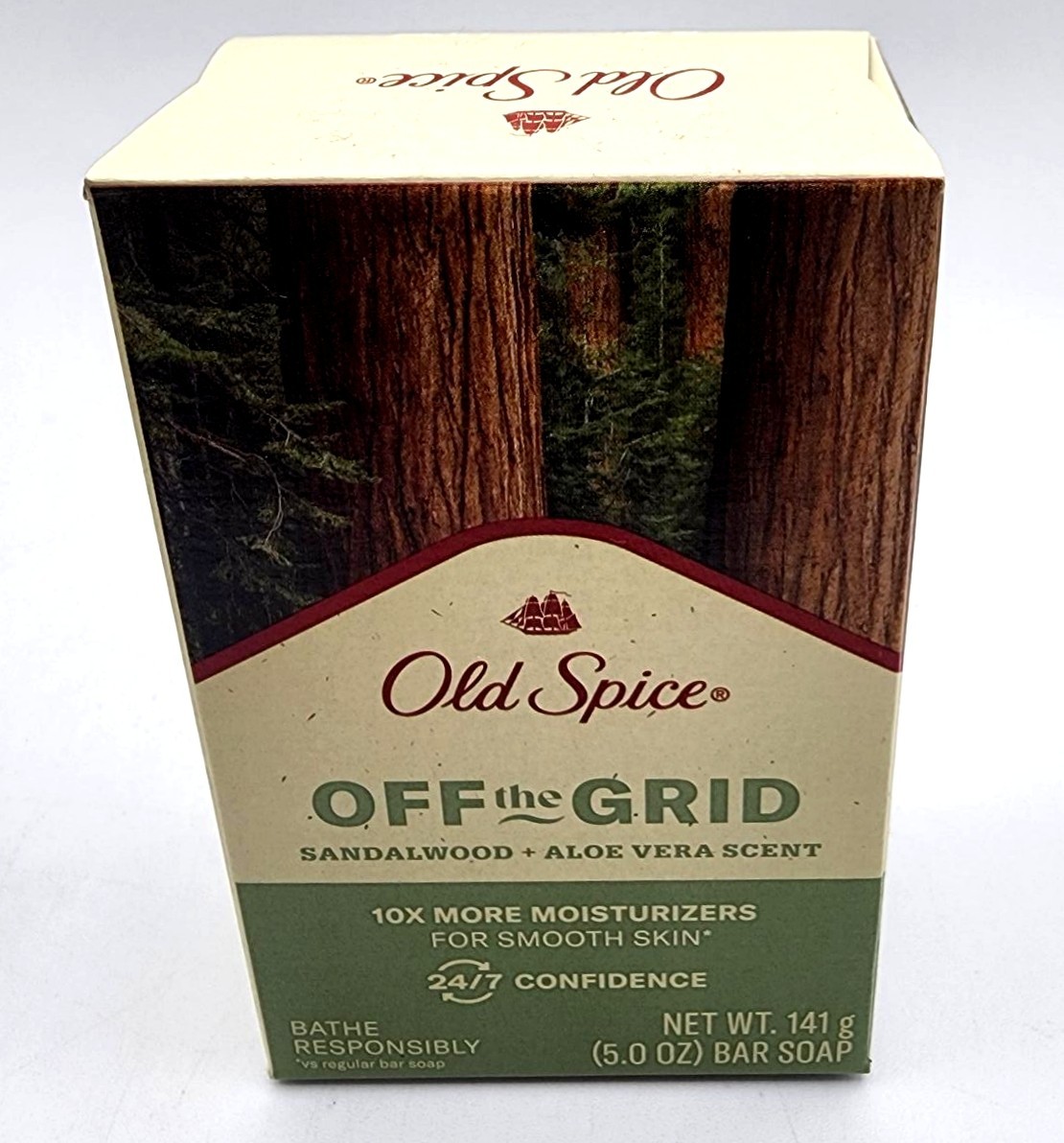 1 Bar Old Spice OFF THE GRID Moisturize Exfoliating Sandalwood Aloe Vera Soap
