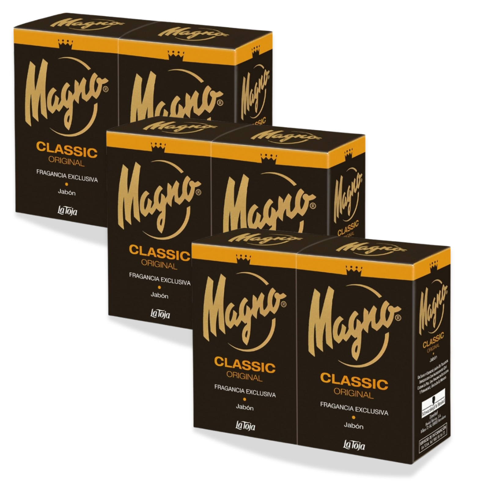Magno Classic Twin Pack Bar Soap 100g, Masculine Scent 3-Pack (6 Bars)