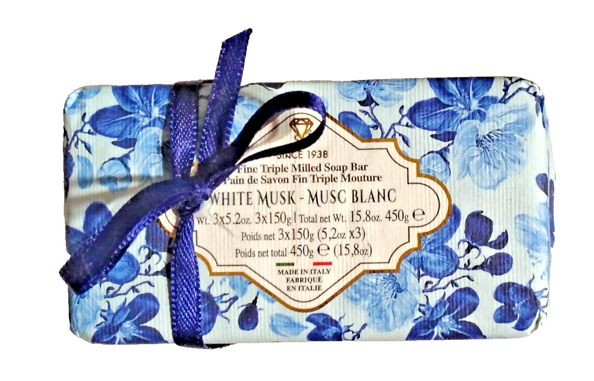 Luxury Fine Triple Milled Soap Bar – White Musk-Musc Blanc 3 X 5.2 oz. 3 X 150g