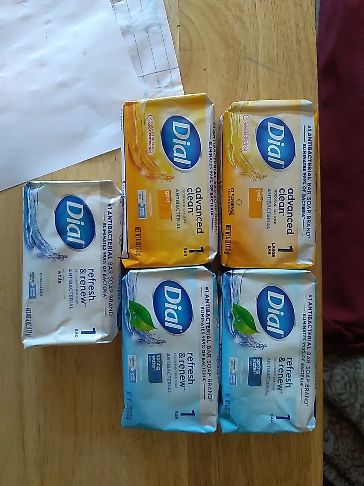 A Bundle Of 5 4oz Dial Bar Soaps Advanced Clean And Refresh And Renew