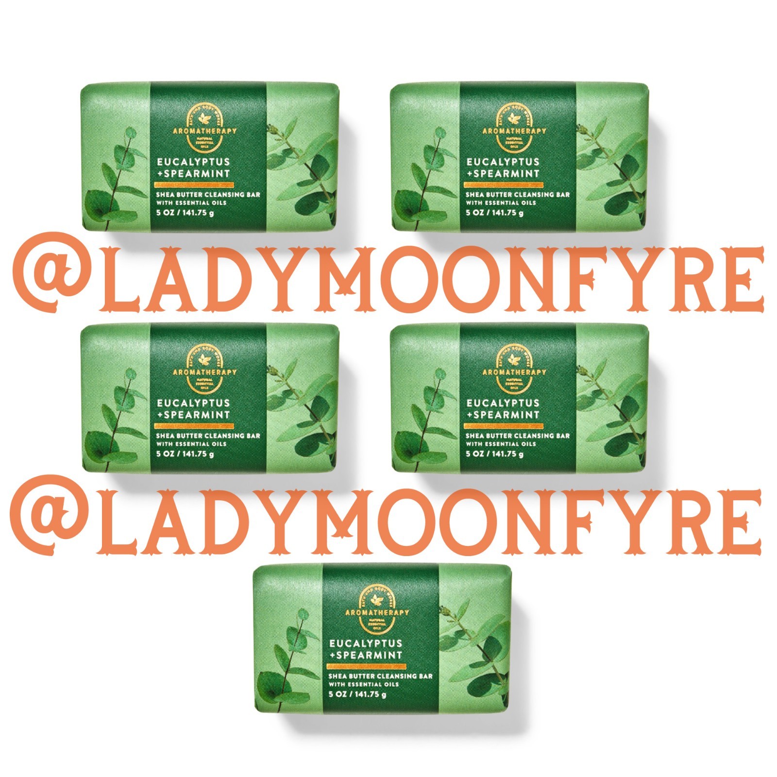 LOT OF 5 BRAND NEW BATH & BODY WORKS AROMATHERAPY EUCALYPTUS SPEARMINT SOAP BARS